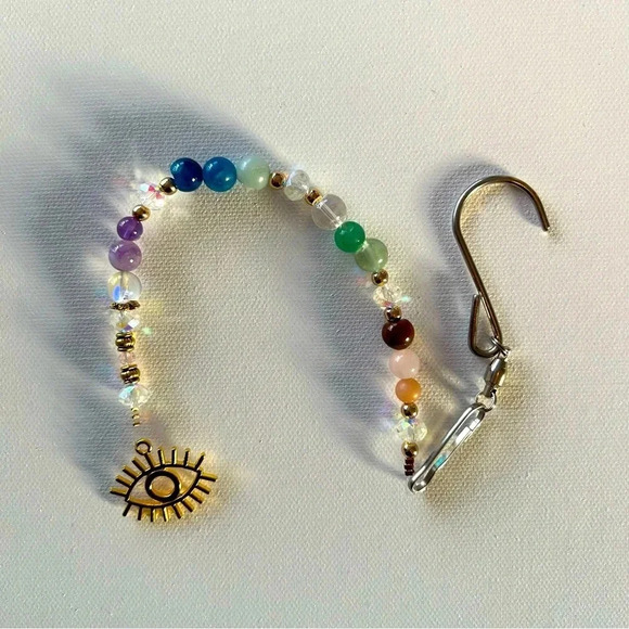 ✨🧿Handmade evil eye crystal suncatcher w/ crystal prism 🌞 Window or car … - Picture 1 of 3